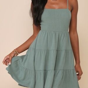 Lulus Make A Day Of It Green Cutout Tiered Mini Dress - Size XS